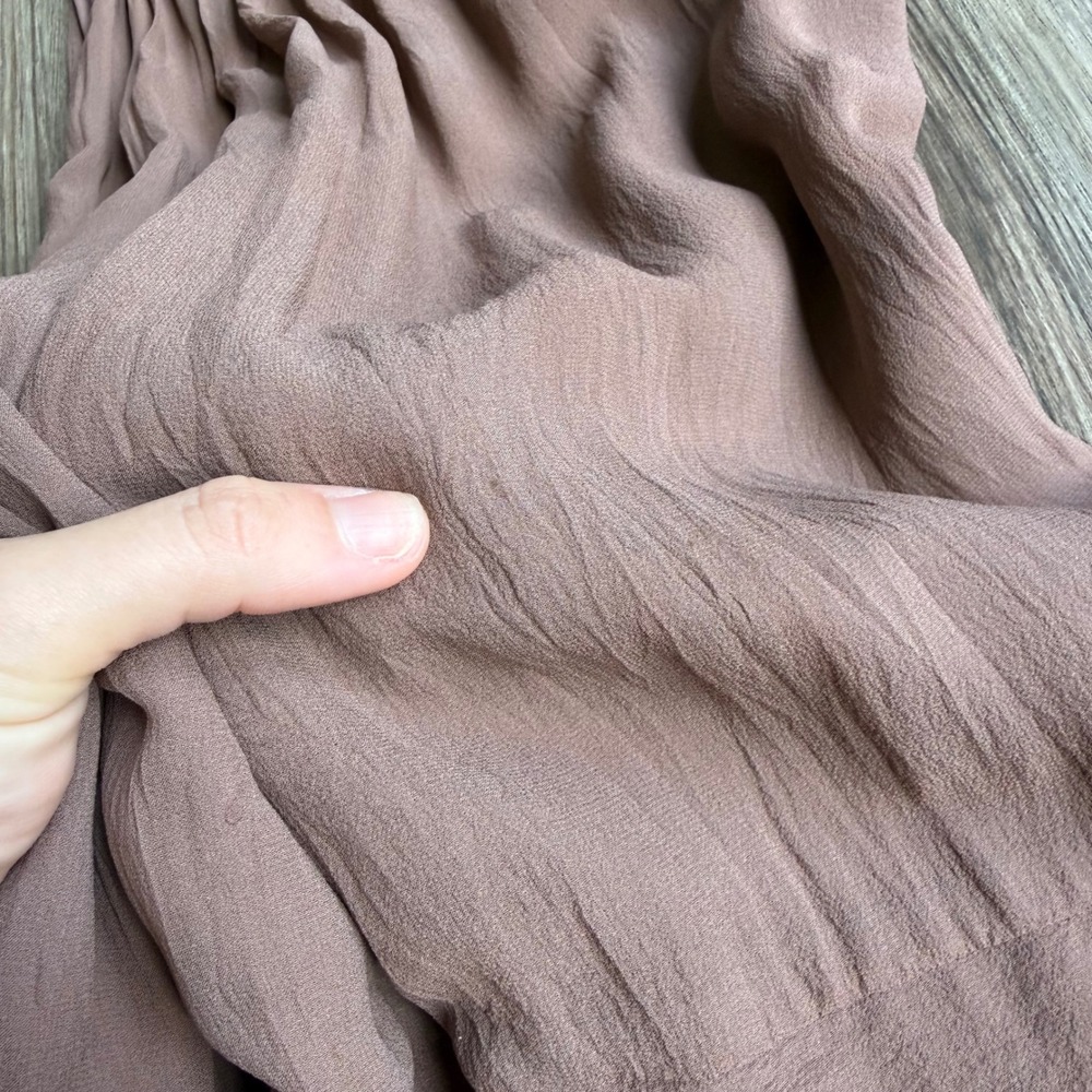 Vintage Y2K Bebe Silk Halter Handkerchief Hem Dress Brown XS Asymmetrical - Picture 10 of 15